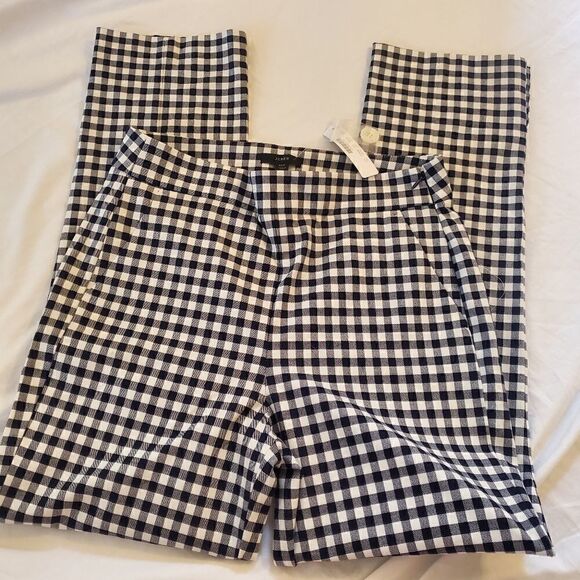 NWT J. Crew Remi Navy Checker Straight Crop Pant 10 Tall NWT - Picture 13 of 14